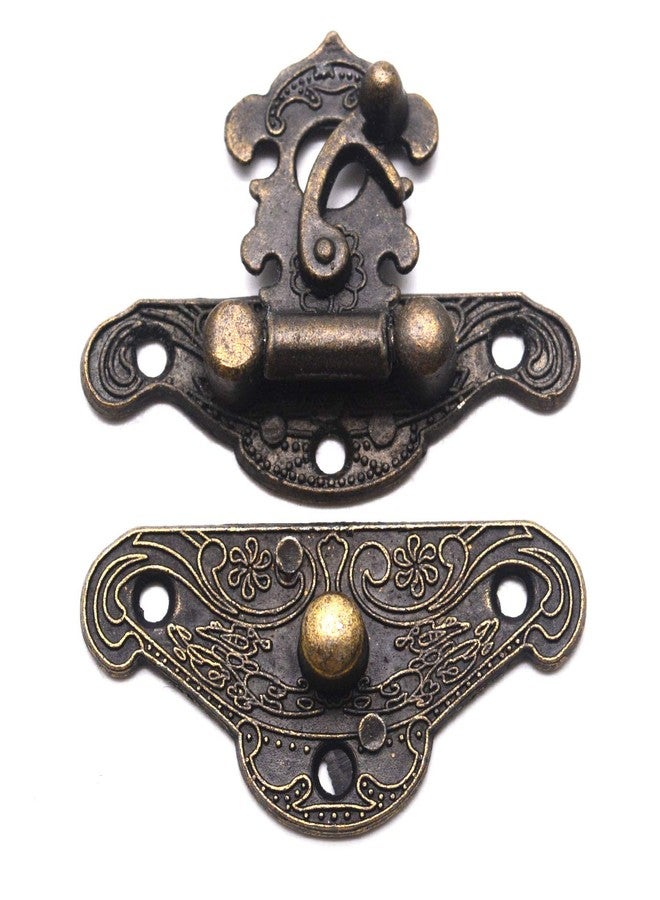 Karcy Decorative Hasp Antique Chinese Style Lock Buckle Wooden Jewelry Box with Screws Bronze 38x30mm/1.5"x1.2" Zinc Alloy Set of 5 Small - Image 3